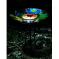 thumbnail image 2 of Bain d'Oiseaux Solaire en Verre à Motif FLORAL avec Support, 2 of 2