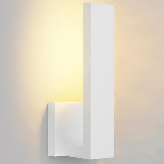 LEEKI - Modern Outdoor Light Fixture - L-Shaped Exterior Light Fixture - 14W 3000K - Anti Rust (White, 14.5 Inch)