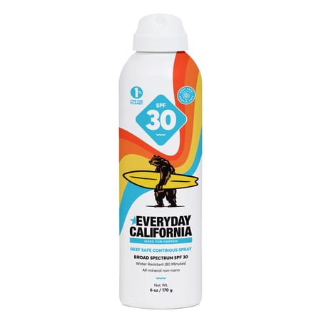 SPF 30 Reef Safe Mineral Spray Sport Sunscreen - Water Resistant Zinc Sunblock Free of Oxybenzone, Octocrylene & Octinoxate - Coral Reef Friendly UVA/UVB Broad Spectrum Sunscreen & Protector (6oz)