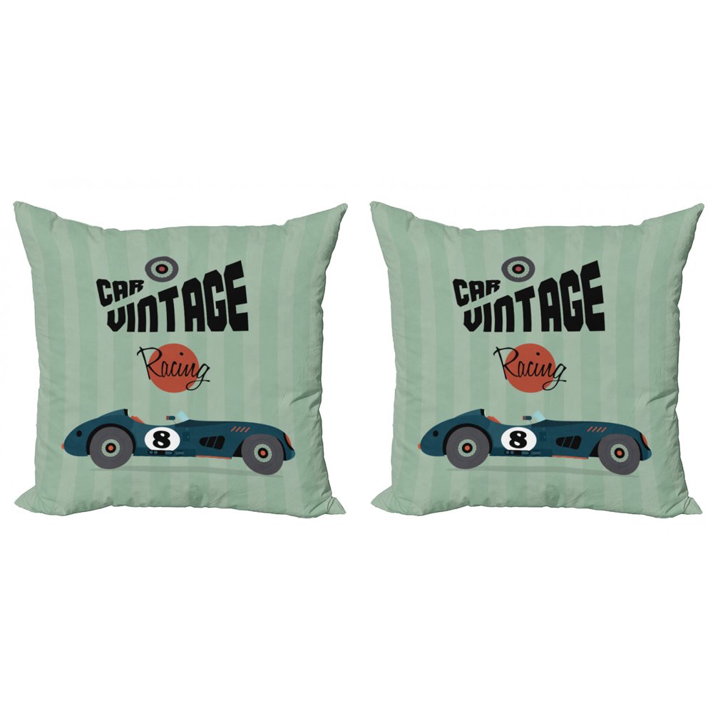 Cars Throw Pillow Cushion Cover Pack of 2, Classical Vintage Car Poster