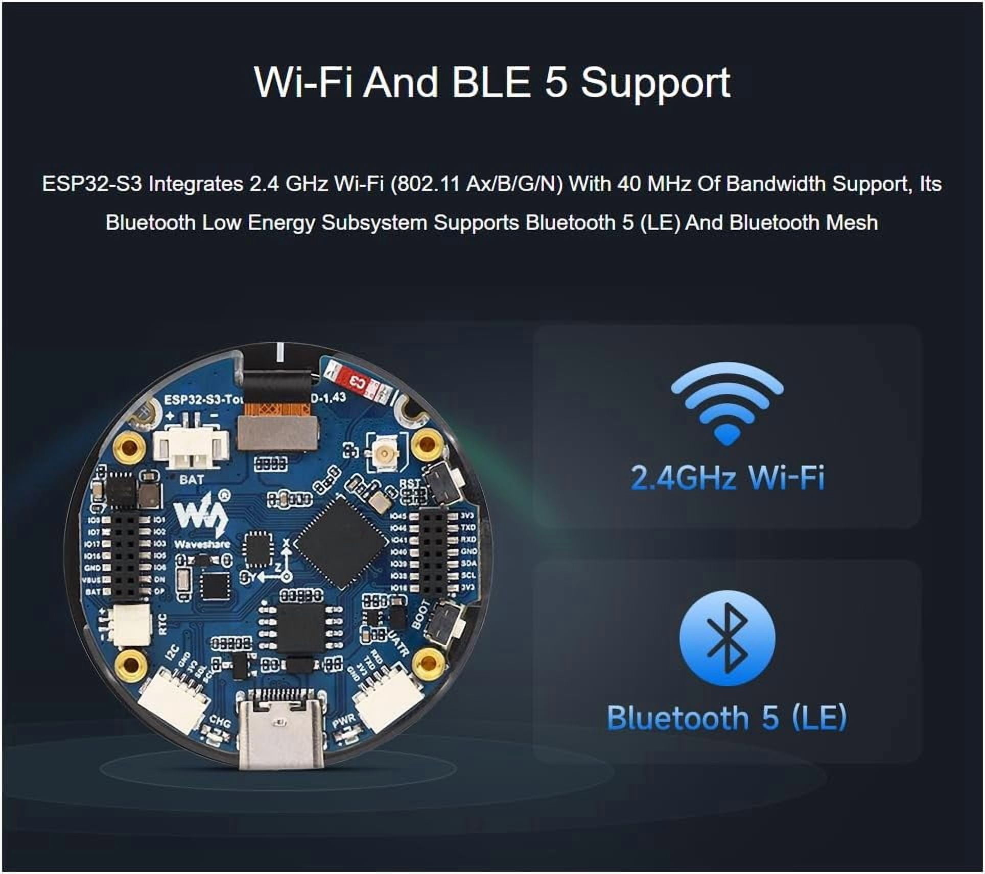 ESP32-S3 1.43inch AMOLED Display Development Board with CNC Metal Case,466×466 Resolution 16.7M Color Capacitive Touch AMOLED Round Display Support 2.4GHz WiFi and Bluetooth BLE 5
