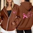 thumbnail image 2 of XIAOCHA Pink Ribbon Zip Up Hoodies for Women Breast Cancer Awareness Fleece Hooded Jacket Casual Loose Cozy Sport Hoodie, 2 of 6