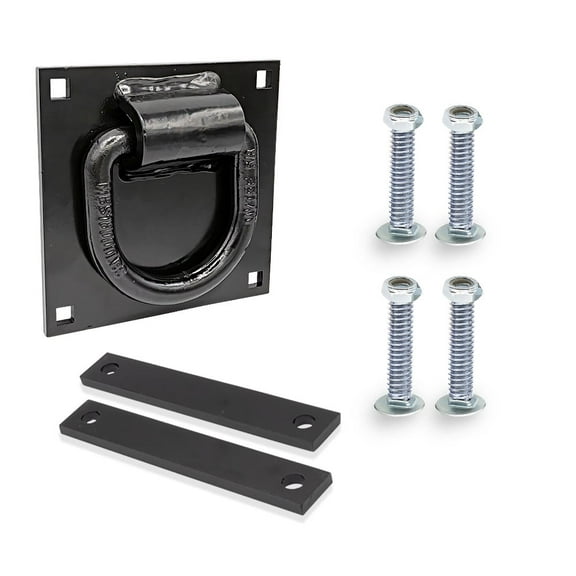 5/8" Heavy Duty Bolt-On Forged D Ring for Trailers Trucks, Cargo Tie Downs - 18,000 Lbs Breaking Strength Black Powder Coated Steel