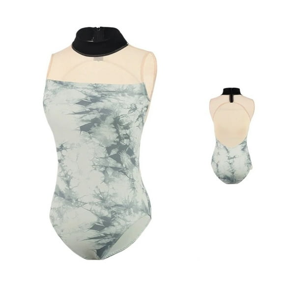 Women Ballet Leotards Backless Turtleneck Sleeveless Printing Leotard Adult Girls Skate Dancing Bodysuit Swimwear