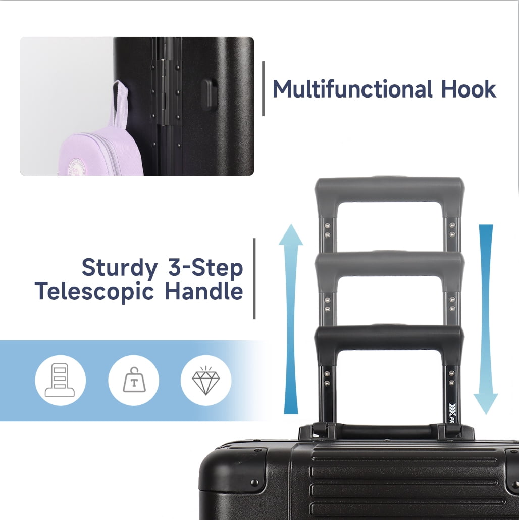 New York Xpress 20" Zipperless Carry-on Luggage Hardside Suitcase with Double TSA Lock & Aluminum Frame, Black - AL1377
