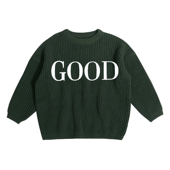 Rggeeun Girls Child Sweaters Floral Embroidery Design Hand Embroidered Pure Knit Crew Neck Long Sleeve For Delicate Soft And Comfortable Baby Kids Trendy Pullover,Army Green,6-12 Months