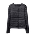 thumbnail image 3 of AGWOLF Plus Size Puffer Jacket Womens Lightweight Button Down Coats Long Sleeve Packable Coat Fall Winter Travel Outwear, 3 of 5