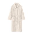thumbnail image 1 of YOPTOP BLVB Women‘s Plush Long Robe Soft Bathrobe Button Up Housecoat Fuzzy Fleece Warm Winter Robe Sleepwear with Pockets,L,White, 1 of 7