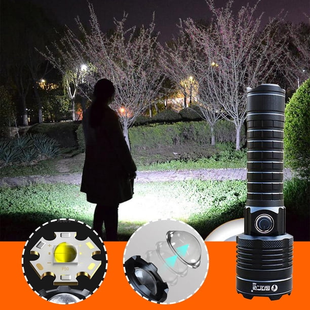 Linterna Brillante onlyliua P50T6 de Largo Alcance y Alto Brillo con Carga Led