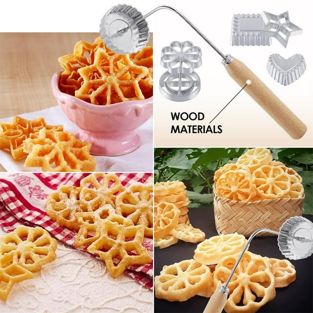 Moulds for 7 Rosettes Timbale Set – Rosette Making Kit with Handle for Flower Bunuelos Cookie Shaping Funnel Cake Maker Kit Baking Tools for Lovers