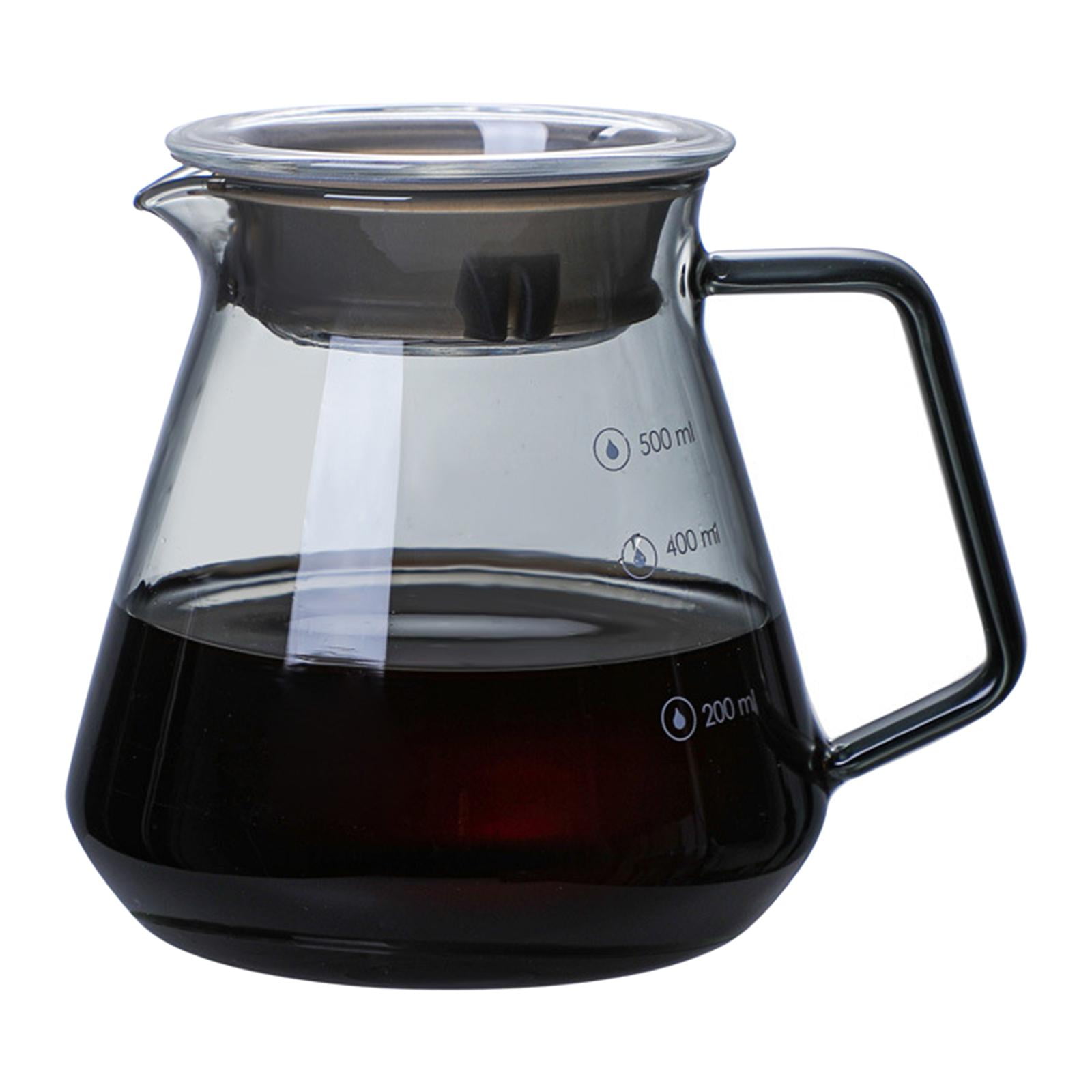 500ml Glass Coffee Carafe,URMAGIC Clear Coffee Server with Handle and  Lid,Coffee Kettle,Heat Resistant Glass Coffee Pot with No-Drip Spout,Glass