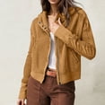thumbnail image 2 of Siilsaa Women's Fall Casual Shacket Jackets 2024 Long Sleeve Button Down Lightweight Cropped Shirt Outerwear Coat with Pockets Coffee,M, 2 of 5