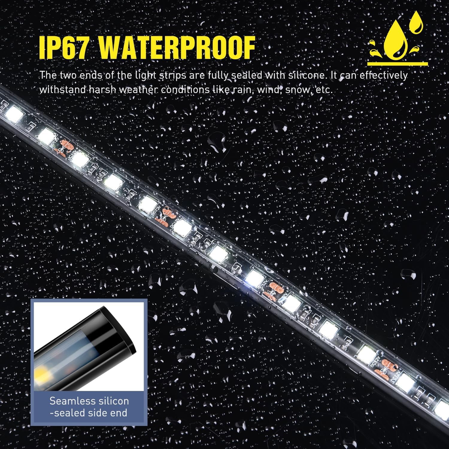 Nilight 2PCS Under Hood LED Light Strip 40cm Waterproof Engine Bay Work Light with Auto/Manual Switch 12V for Car Truck