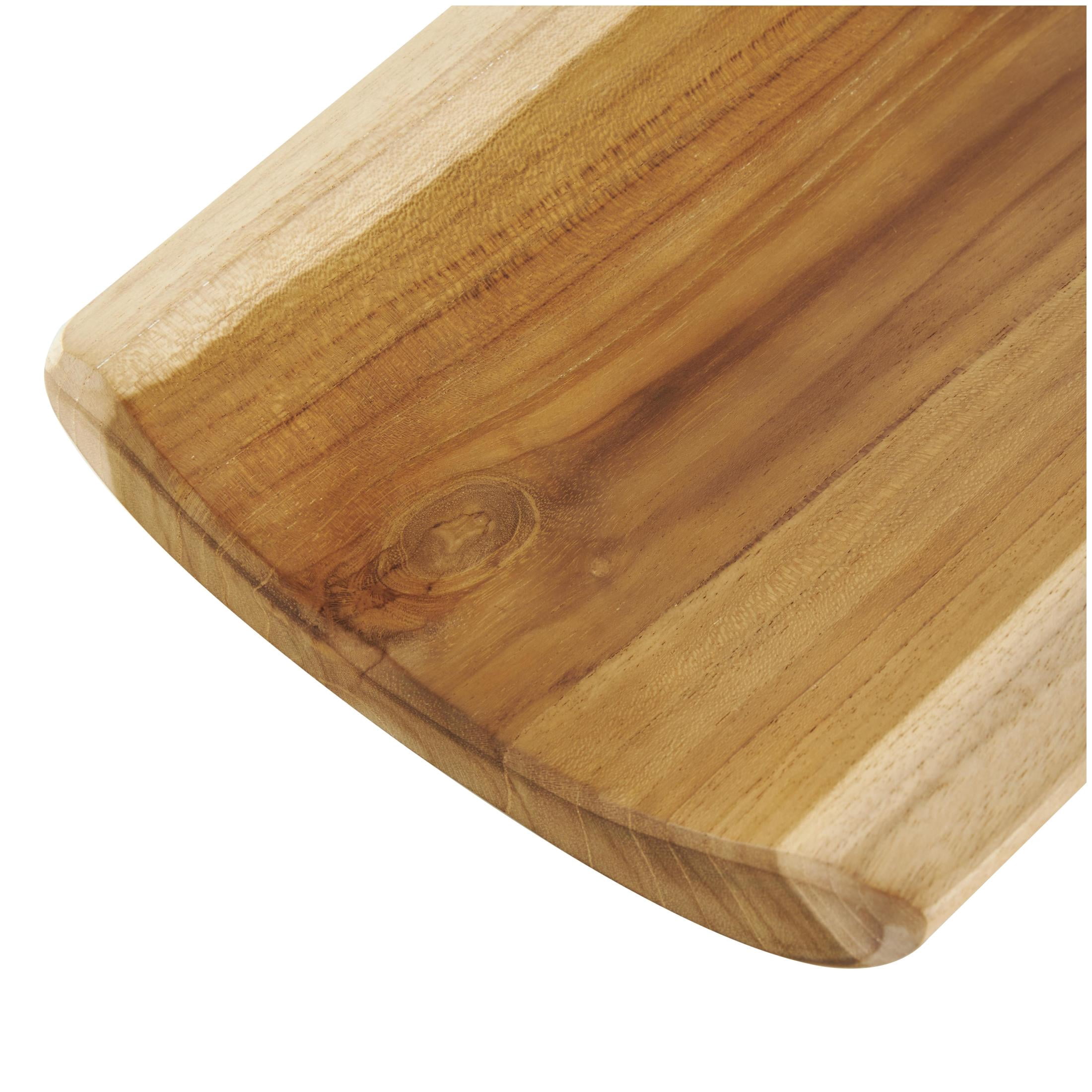 DecMode 18", 16", 14"W Brown Teak Wood Handmade Curved Tray, 3-Pieces
