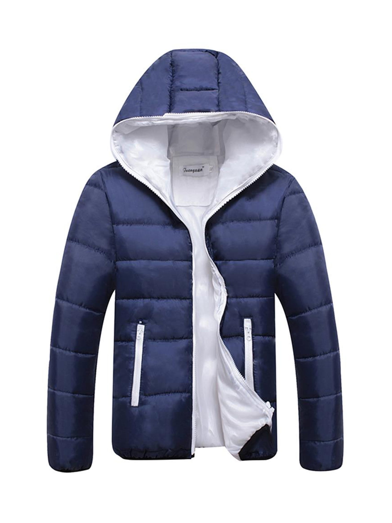 Men Solid Bubble Coat Hooded Quilted Puffer Down Jacket Warm Winter Parka Slim 