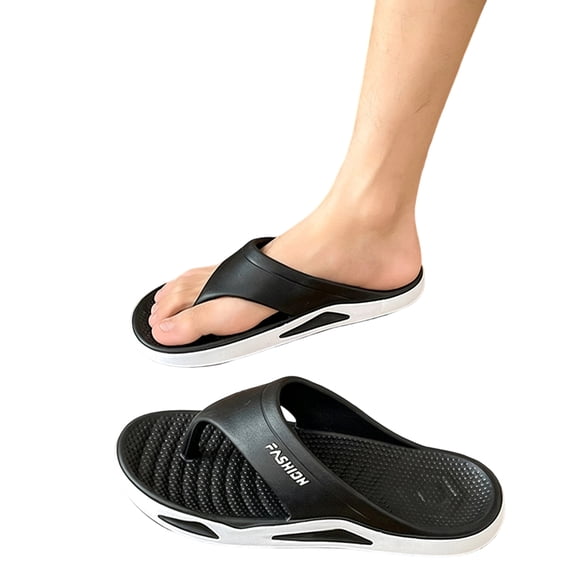 Couple Summer Flip‑Flops, Non‑Slip Thick‑Sole EVA Bathroom Slippers, Soft Cushion House Sandals For Indoor Outdoor Beach Household Daily Wear Black