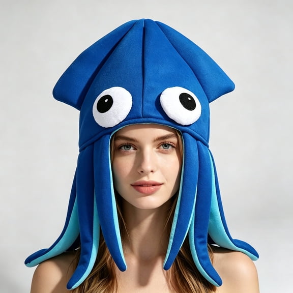 Funny Hats for Adults Squid Octopus Hat Halloween Christmas Food Party Supplies, Funny Novelty Hat for Parties, Cosplay and Holiday Events 80cm