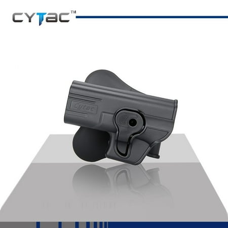 CYTAC Left Hand GLOCK Paddle Holster with Trigger Release 360 degree Adjustable Cant, Polymer Holster Injection Molded for GLOCK 19 23 32 OWB Carry, LH | 7 attachment (The Best Glock Trigger)