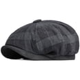 thumbnail image 2 of SikaFu Berets Spring Autumn Men Women Cap Male Female Artist Painter Beret Hat Ivy Flat Beret Cap Plaid Octagonal Newsboy Cap, 2 of 6