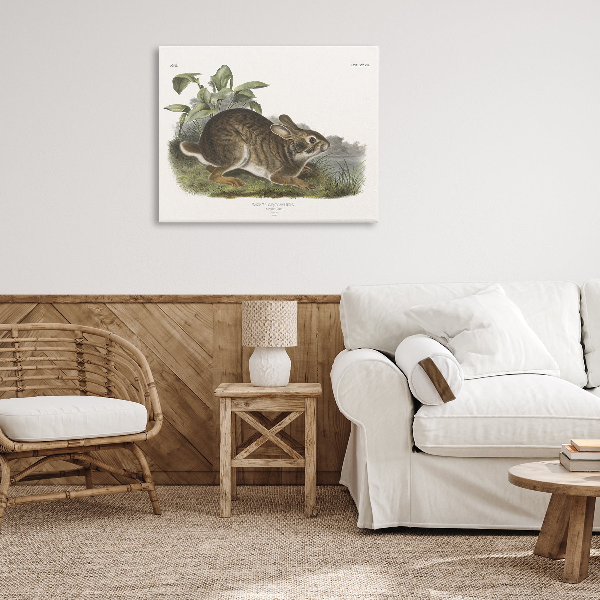 Stupell Industries Vintage Cottage Hare Animals & Insects Painting Gallery Wrapped Canvas Art Print Wall Art, 40 x 30