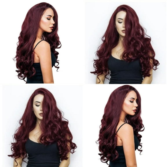 Long Curly Synthetic Wig for Women Natural Looking Red Wavy Full Hair