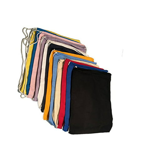 Set of 12 Cotton Drawstring Backpacks Sports Cinch Sack Bag Assorted Colors