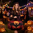 thumbnail image 4 of ZhangC Halloween Themed Quilted Embroidered Tote Bag, 16x8x8 Inch Large Capacity Portable Travel Handbag, Embroidered Storage Tote for Party Supplies, Costumes, Gym and Daily Use, 4 of 9