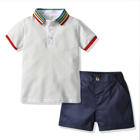 LYMAYTER Newborn Boys Shorts Outfits 2PCS Infant Solid Color Tees Shirt Summer Shorts Set 3-18 M