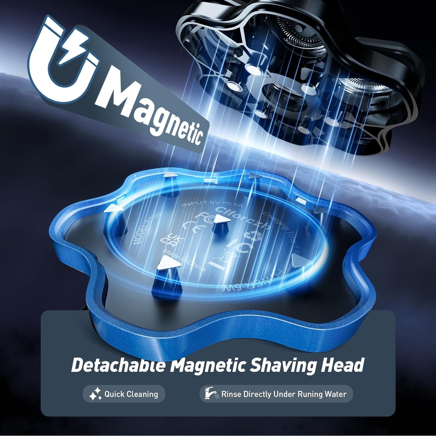 Nogroa Head Shavers for Bald Men, Upgraded Magnetic Detachable Electric Razor, 7D Rotary Shaver, IPX6 Waterproof Wet/Dry Hair Beard Trimmer, Grooming Shaving Kit with LED Display&Type-C Fast Charging