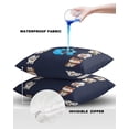 thumbnail image 4 of Pack of 2 Outdoor Pillow Covers, Japanese Seven Fortune Lucky Cats Blue Texture Waterproof Square Throw Pillowcase Cushion Decorative Pillow Covers for Couch Patio Tent, 20x20 in, 4 of 6