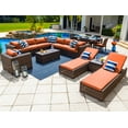 thumbnail image 1 of Tuscany 19-Piece Resin Wicker Outdoor Patio Furniture Combination Set with Sectional Set, Six-seat Dining Set, and Chaise Lounge Set (Half-Round Brown Wicker, Sunbrella Canvas Tuscan), 1 of 3