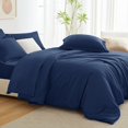 thumbnail image 6 of Full Size Comforter Sets - 7 Pieces Navy Bed in a Bag, Soft Lightweight Bedding Set, All Season Bed Set with Comforter, Flat Sheet, Fitted Sheet, Pillowcases & Pillow Shams, 6 of 16
