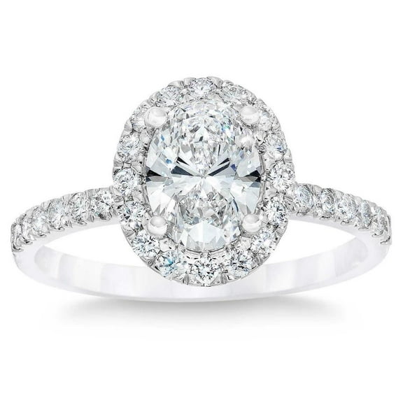 Pompeii 2 3/4Ct Oval Diamond Halo Engagement Ring in 14k White Gold Lab Grown (G/H,VS)