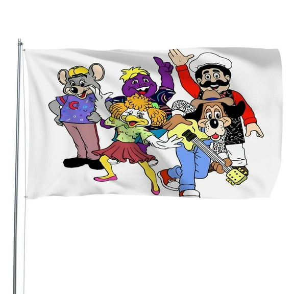 Chuck E Cheese Pattern Flag Decoration