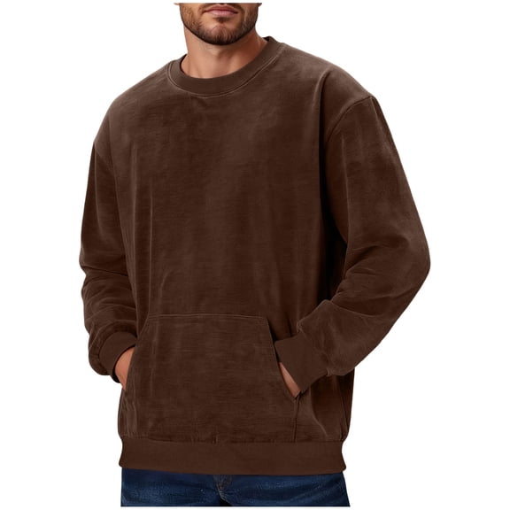 Gytharion Men's Winter Sweatshirts Soft Comfy Long Sleeve Fleece Warm Sweatshirt Fall Solid Casual Crew Neck Pullover Top with Pocket