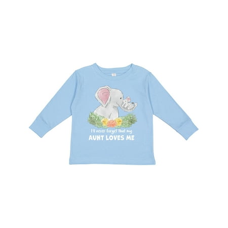 

Inktastic I ll Never Forget That my Aunt Loves Me Cute Elephants Boys or Girls Long Sleeve Toddler T-Shirt