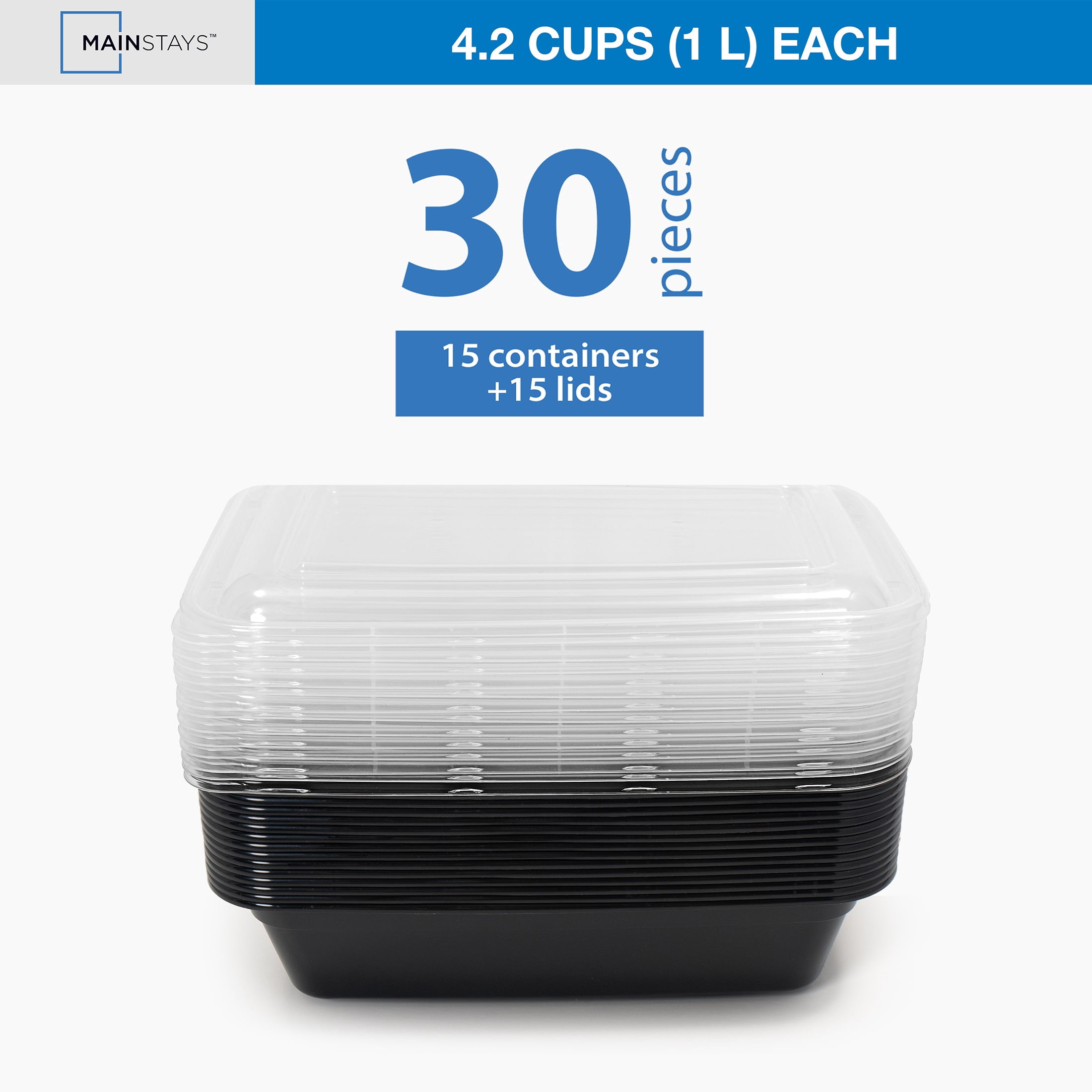 (2 pack) Mainstays 30-Piece (15 Containers + 15 Lids) Meal Prep, BPA-Free, Microwave and Dishwasher Safe