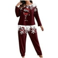 thumbnail image 2 of Mifsaly Plus Size Pajama Set Women Christmas Xmas Print Pjs 2 Piece Oversized Long Sleeve Sleepwear Loose Crewneck Nightwear Lounge Sleep Pants 2025 Winter Festival Loungewear, 2 of 4