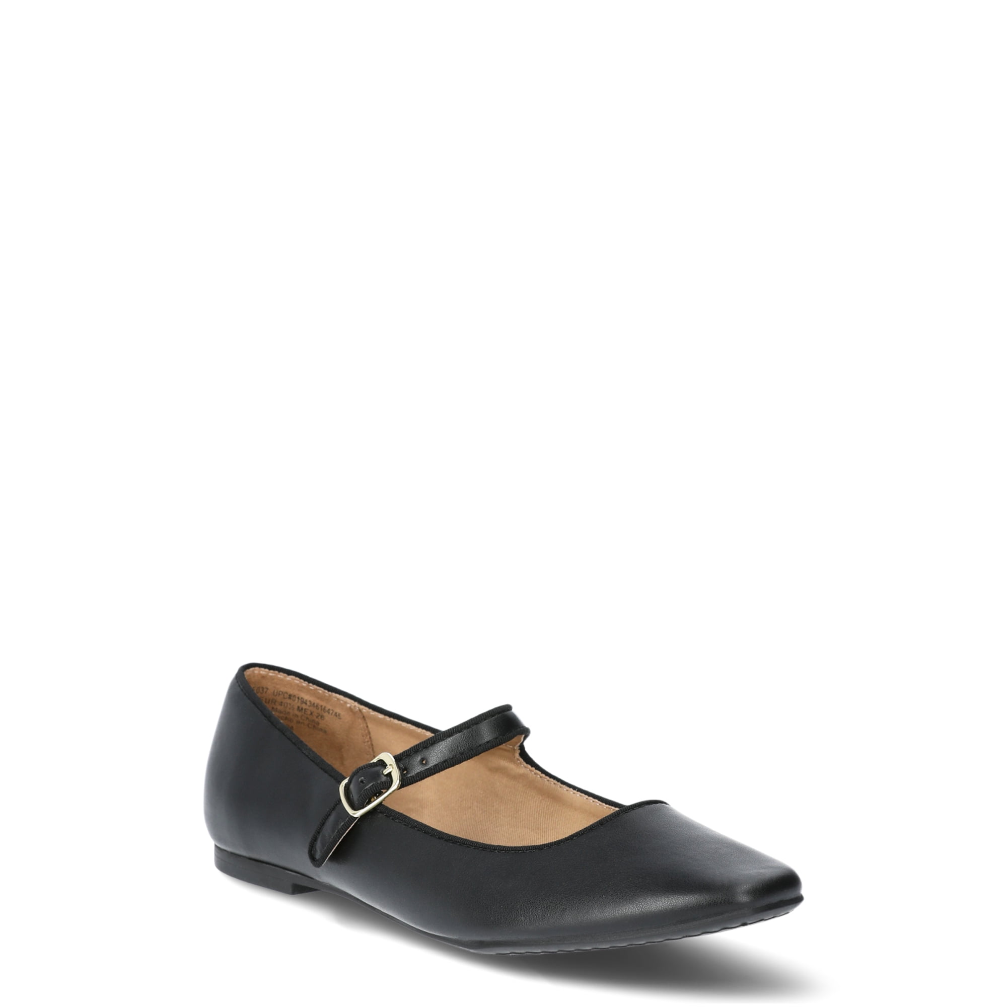 Time and Tru Women's Faux Leather Mary Jane Flats, Wide Width Available