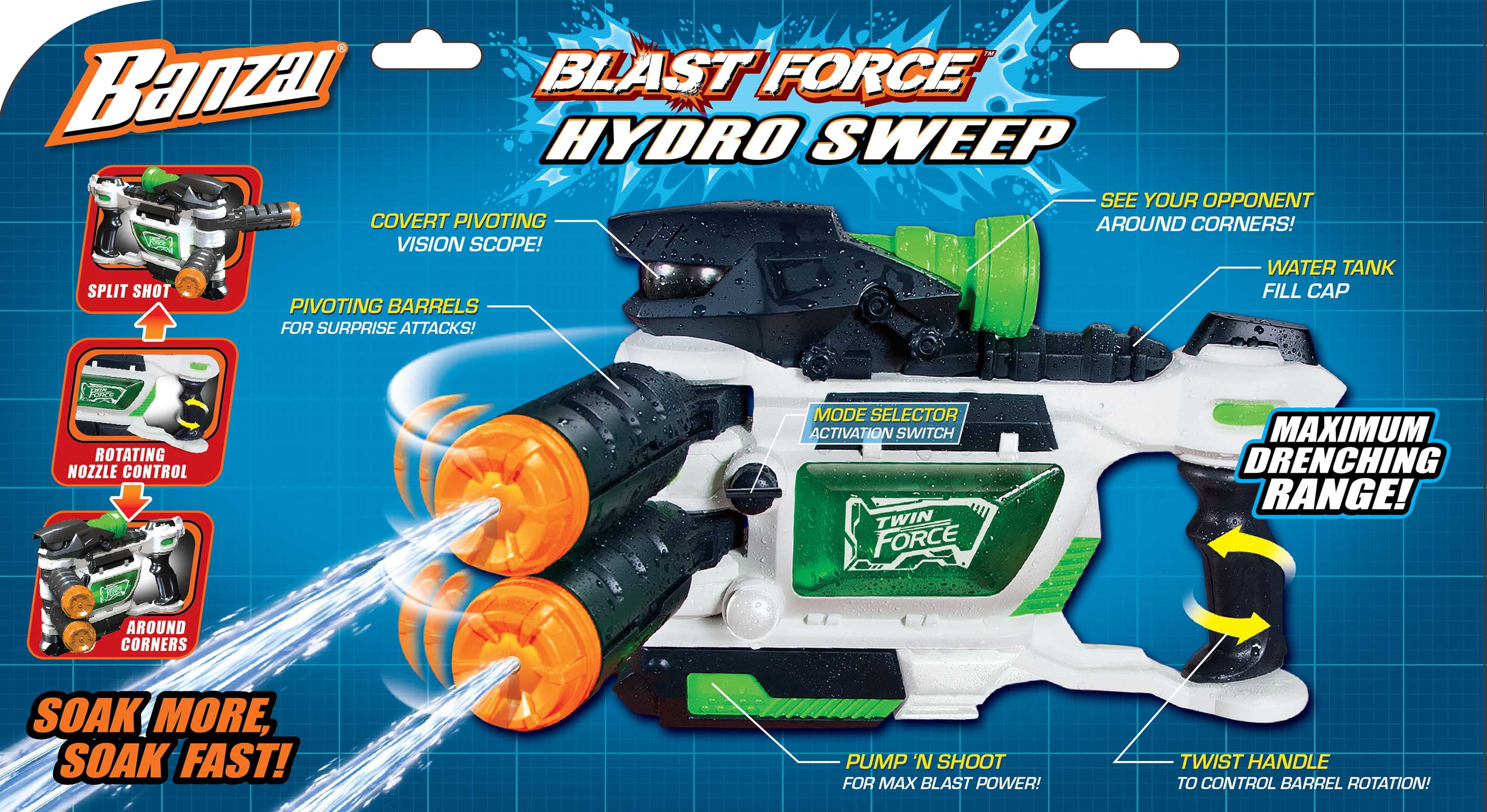New Sealed Details about   Banzai Twin Force Hydro Sweep Blaster 