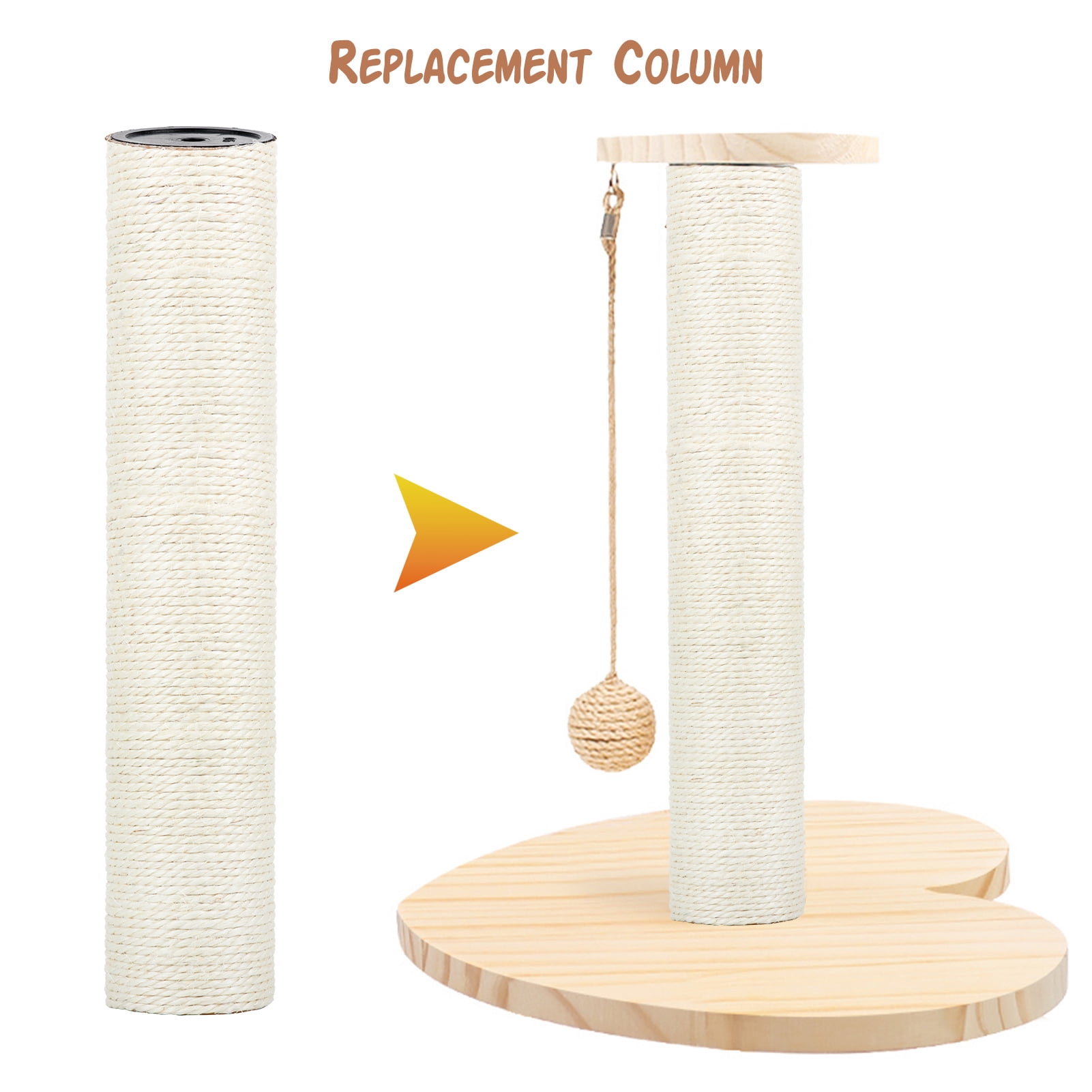 2 PCS M8 Cat Scratching Post Replacement, 15.7 x 3.1 Inch Sisal Pole Cat Tree Replacement Post with Screws, Refill Scratcher Posts for Indoor Kitten Tree Tower Spare Cat Furniture Protector