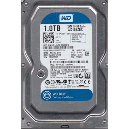 WD10EZEX-75ZF5A0, DCM EARNHT2CHB, Western Digital 1TB SATA 3.5 Hard Drive