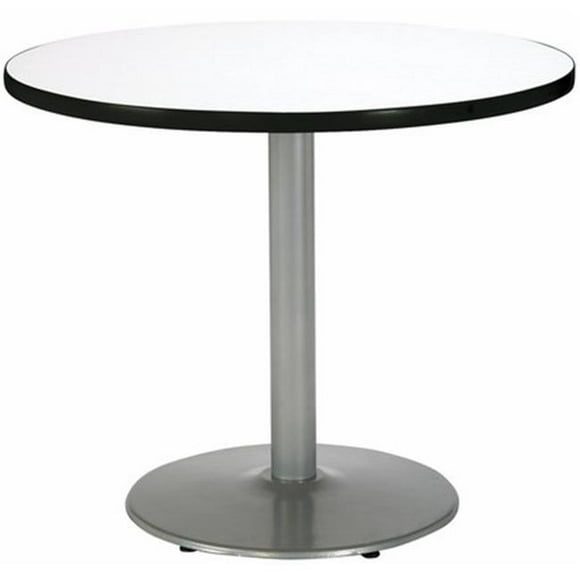 KFI Table Ronde de 30 Pouces avec Base Ronde Argentée Qualité Commerciale Fabriquée aux É.-U.