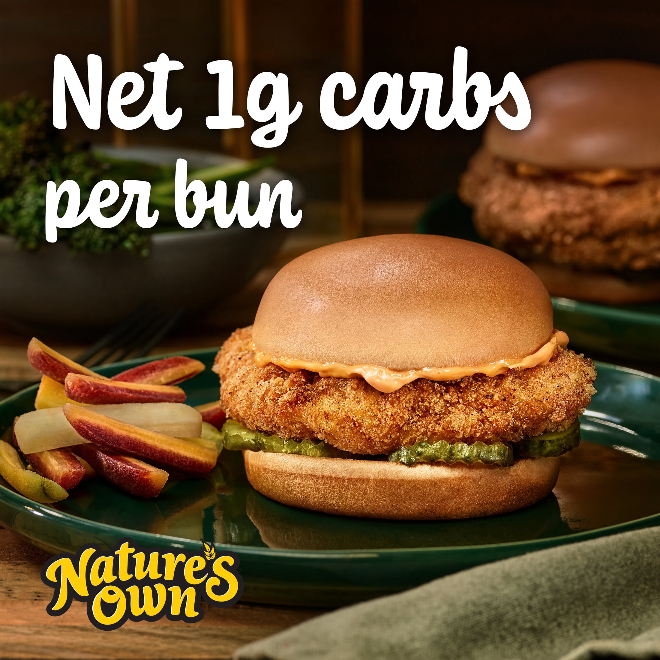 Nature's Own Life Keto Soft White Burger Buns, Keto Hamburger Buns, Keto Bread Buns, 8 Count