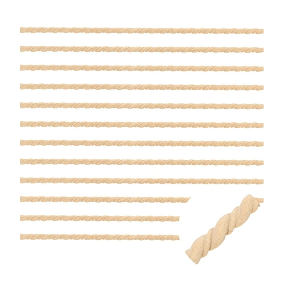 12 Pack 15.75" Decorative Wood Trim, Unfinished 3D Wooden Furniture Molding Trim for DIY Craft, Home Wall Cabinet Shelf Window Door (Twisted-Shaped, 11mm)