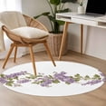 thumbnail image 5 of Spring Purple Lavender Round Area&nbsp;Rug 3ft Country Watercolor Purple Flower Green Leaf Non-Slip&nbsp;Washable Circle Rugs Soft Felt Indoor Floor Mat for Bedroom Kitchen Living Room Bathroom, 5 of 9