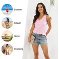 thumbnail image 5 of JuneFish Women's Summer Side Split Sleeveless Tanks Casual V-Neck T-Shirt, 5 of 5