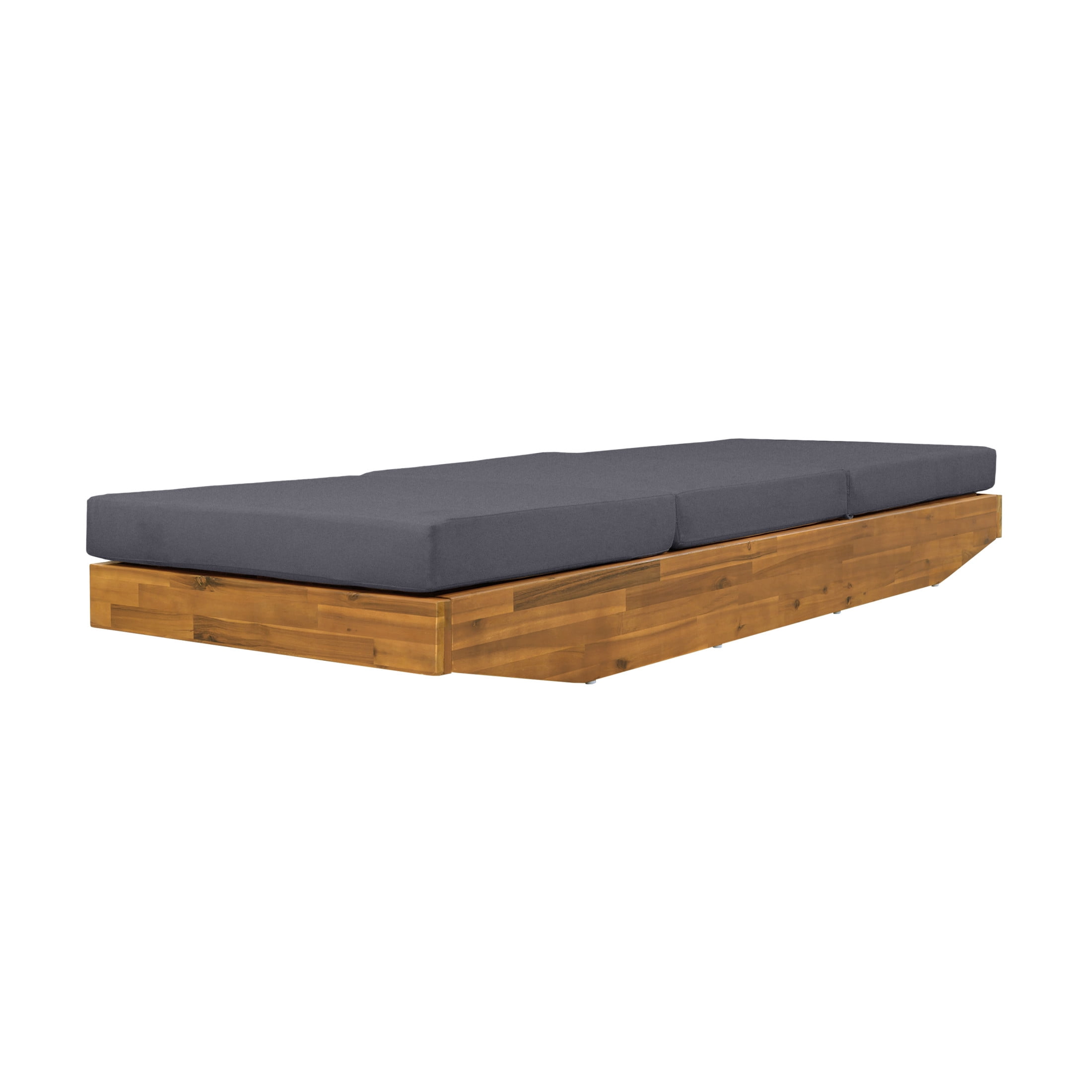 Christopher Knight Home Boat-Shape Patio Chaise Lounge Chair with 3-Fold Cushion, 3-Position Recliner, Teak+Dark Gray
