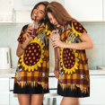 thumbnail image 4 of Easygdp Sunflower Gnomes and Bees Camisón de manga corta para mujer, informal, estampado, 4 of 6