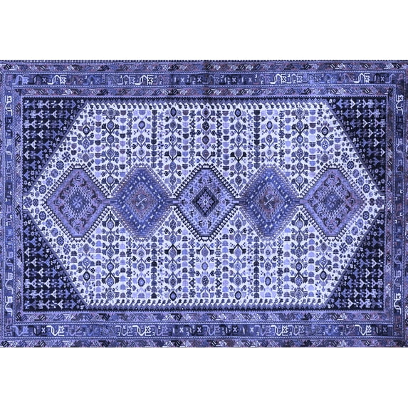 Ahgly Company Machine Washable Indoor Rectangle Persian Blue Traditional Area Rugs, 7' x 9'